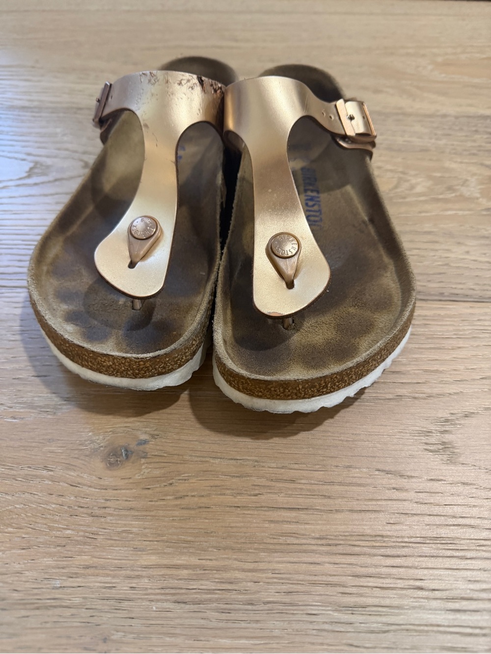 Birkenstock Gizeh Metallic Rose Gold Thong Sandals Used
